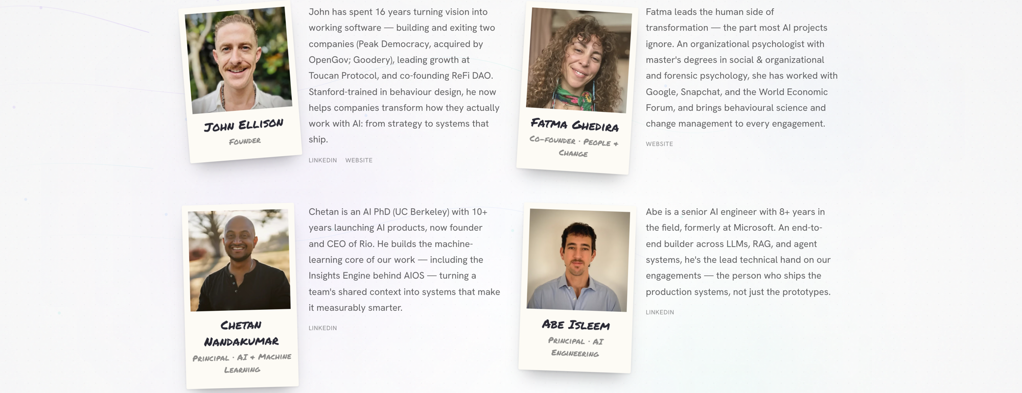 The Vibrana team: John Ellison, Fatma Ghedira, Chetan Nandakumar, and Abe Isleem.